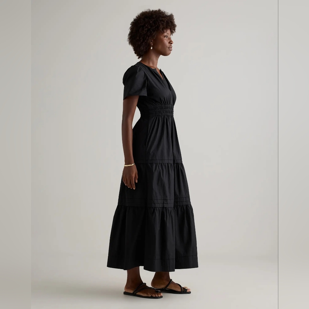 NWT: Quince 100% Organic Cotton Tiered Maxi Dress in Black - Picture 3 of 12